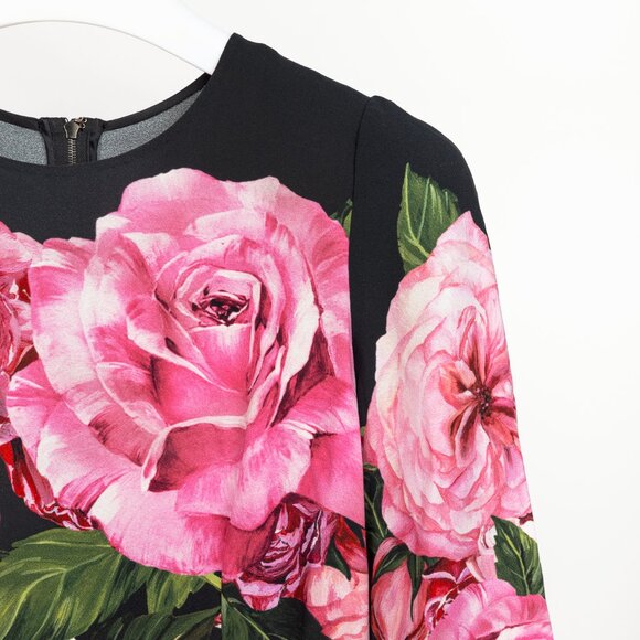 Dolce & Gabbana Nero Rose Floral Printed Crêpe Top - Picture 5 of 11
